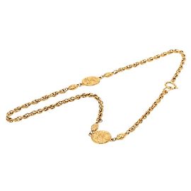 Collar de cadena Chanel Vintage Matelassé Coco Mark Dorado