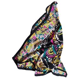 Autre Marque Pañuelo de seda abstracto multicolor Jean-Louis Scherrer Negro Rosa Azul Multicolor Verde Amarillo