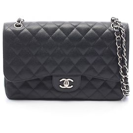 Chanel Large Matelassé Classic Double Flap Shoulder Bag Black