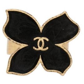 Anello Chanel Coco Mark Flower Motif Nero D'oro