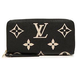 Louis Vuitton Monogram Empreinte Zippy Wallet Black Beige