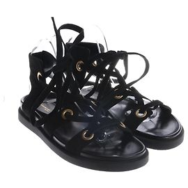 Gianvito Rossi Ibiza Black Suede Gladiator Sandals Black
