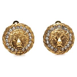Brincos de clip Chanel Coco Mark Motif Leão Dourado