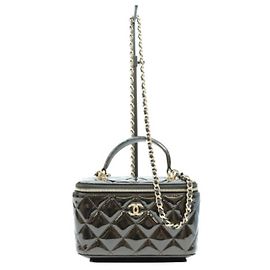 Bolso Vanity Chanel de charol negro con asa superior Negro
