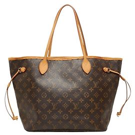Louis Vuitton Monogram Neverfull MM Shoulder Bag Brown