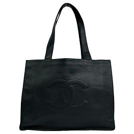 CHANEL Coco Caviar Skin Tote Bag Black