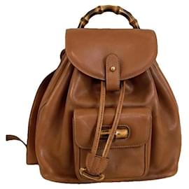 Gucci Bamboo Leather Backpack Brown