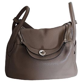 Hermès Lindy 30 Taurillon Clemence Leather Handbag Taupe