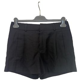Saint Laurent Shorts de Lã Virgem Pretos Preto