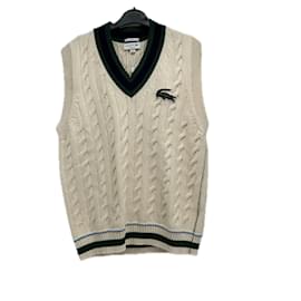 Lacoste Ärmelloser Pullover aus Baumwolle Weiß Weiß