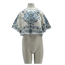 Top in cotone bianco e blu SéZane Bianco