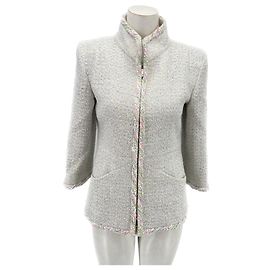 Chanel Zip-up Wool Jacket White Size 38 White