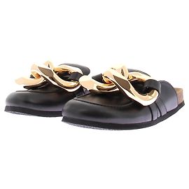 JW Anderson Mule in pelle nera con dettagli oro Nero