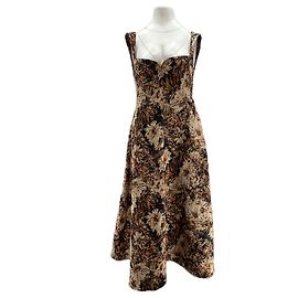 Autre Marque CLEA Printed Dress Brown Polyester S Brown
