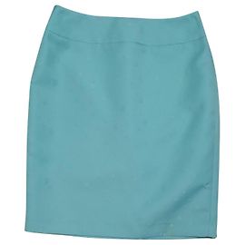 Autre Marque Nipon Boutique Petite Jupe Crayon en Jacquard Bleu Sarcelle Bleu clair