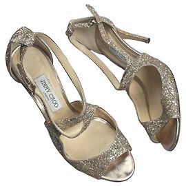 Jimmy Choo Gold Sequin Heeled Sandals Golden
