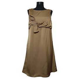 PAROSH Brown Wool-Blend Midi Dress Brown