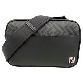 Fendi Zucca Leather Shoulder Bag Black