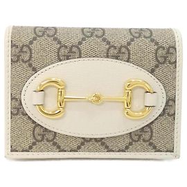 Gucci HORSEBIT 1955 Bi-Fold Wallet White Beige