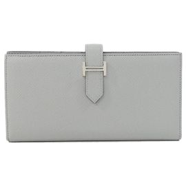 Hermès Hermes Bearn Soufflé Long Wallet Brown Blue