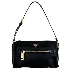 Bolsa de nylon preto e couro Prada Preto