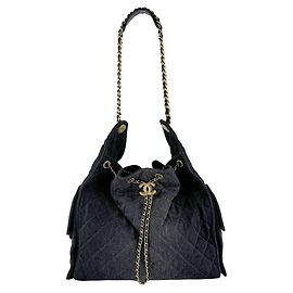 Borsa a tracolla CHANEL25 Medium in denim Chanel Nero
