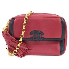Borsa a tracolla Chanel blu navy e rosso Rosso Blu navy