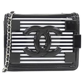 Bolsa de ombro Chanel Boy Line 92071 Preto Branco