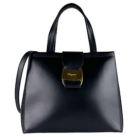 Salvatore Ferragamo Black Leather Handbag/Shoulder Bag Black