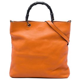 Bolsa Tote Bamboo Shopper em couro laranja Tall da Gucci Laranja