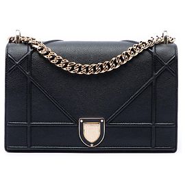 Dior Black Medium Calfskin Diorama Flap Negro