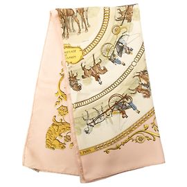 Sciarpa in seta Hermès Pink La Promenade de Longchamps 90 Rosa