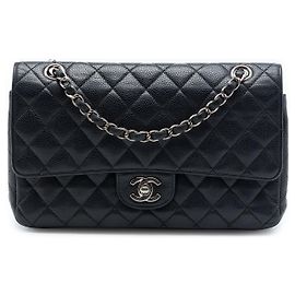 Chanel Black Medium Classic Caviar Double Flap Noir