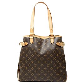 Tote vertical Louis Vuitton Marrom Monogram Batignolles Marrom
