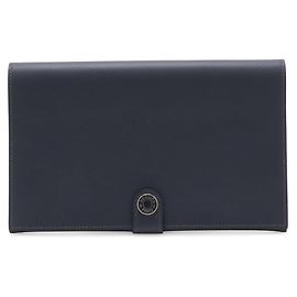 Capa para Passaporte Hermès Blue Evergrain RMS Toutenmain Azul Azul marinho