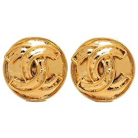 Boucles d'oreilles clips Chanel Gold CC plaqué or Doré