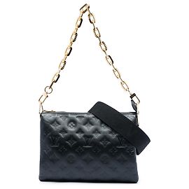 Louis Vuitton Black Monogram Embossed Puffy Lambskin Coussin PM Black