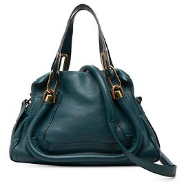 Sac Chloé Blue Small Pebbled Leather Paraty Bleu Autre