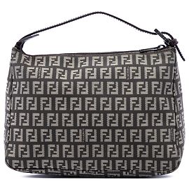 Fendi Brown Zucchino Canvas Handbag Brown Dark brown
