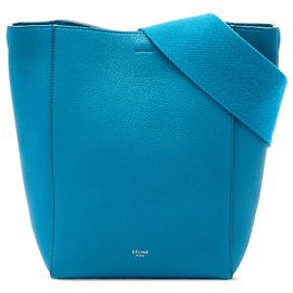 Céline Bolsa Bucket Seau Sangle em couro de bezerro de grão macio azul Small da Celine Azul