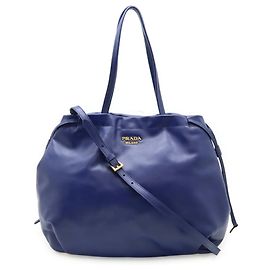 Prada Blue Leather Tote/Shoulder Bag Blue