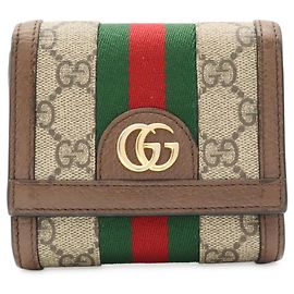 GUCCI Ophidia GG Wallet Supreme Compact Brown Red Beige Green