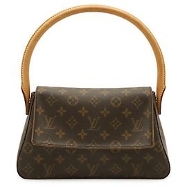 Bolso de hombro Louis Vuitton Monogram Mini Looping Castaño