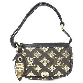 Louis Vuitton Monogram Eclipse Mini Pochette Accessoires Dorado