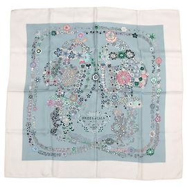 Sciarpa in seta Hermès - Carré 90 Brides de Gala en Fleurs Bianco Verde