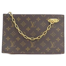 Louis Vuitton Monogram Chain Clutch M55646 Marrom