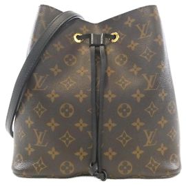 Bolsa de Ombro Louis Vuitton Monogram Neo Noe MM M44020 Marrom Preto