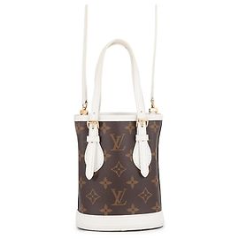 Sac seau Louis Vuitton Monogram Nano Marron Blanc