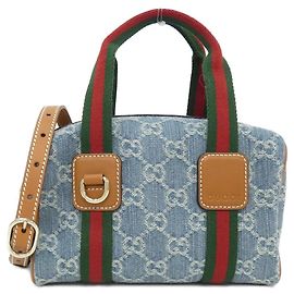 Gucci Ophidia GG Denim Boston Bag Blue