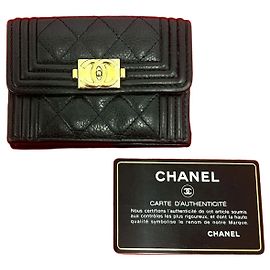 Carteira Chanel Boy em couro Preto